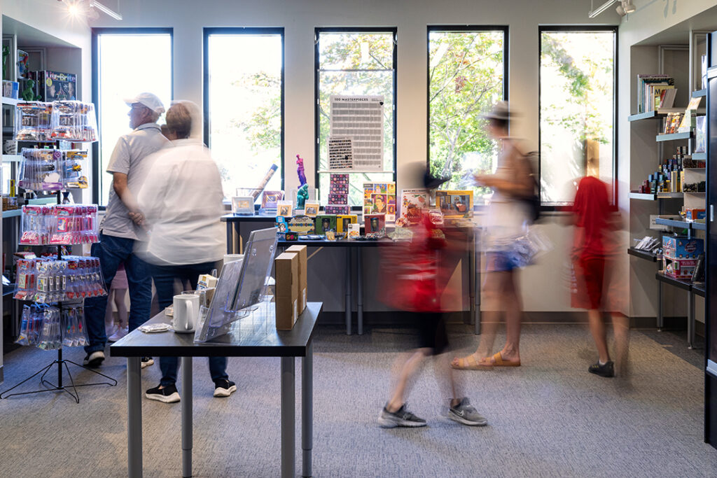 visitors in the museum store