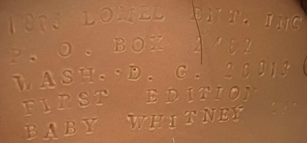 Inscription on Baby Whitney doll