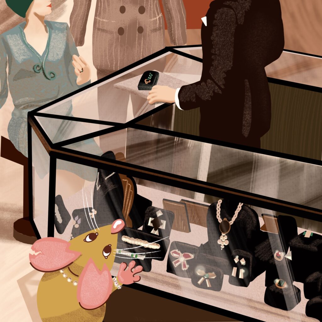 Journey Goodmouse at jewelery store