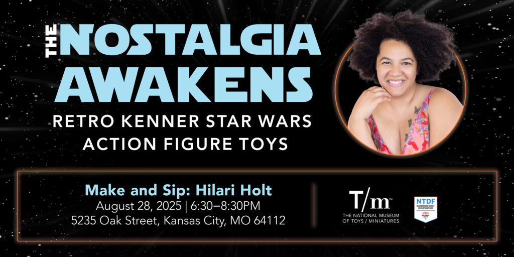 Photo of Hilari Holt with The Nostalgia Awakens logo.
