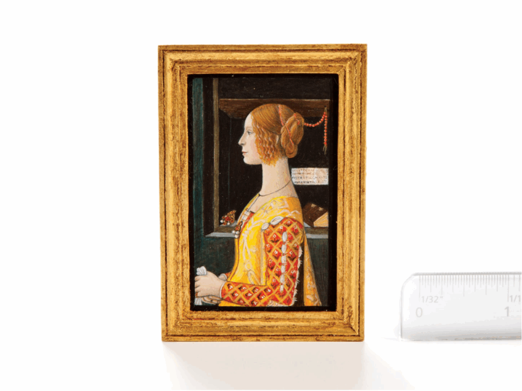 miniature painted portrait of a woman in profile