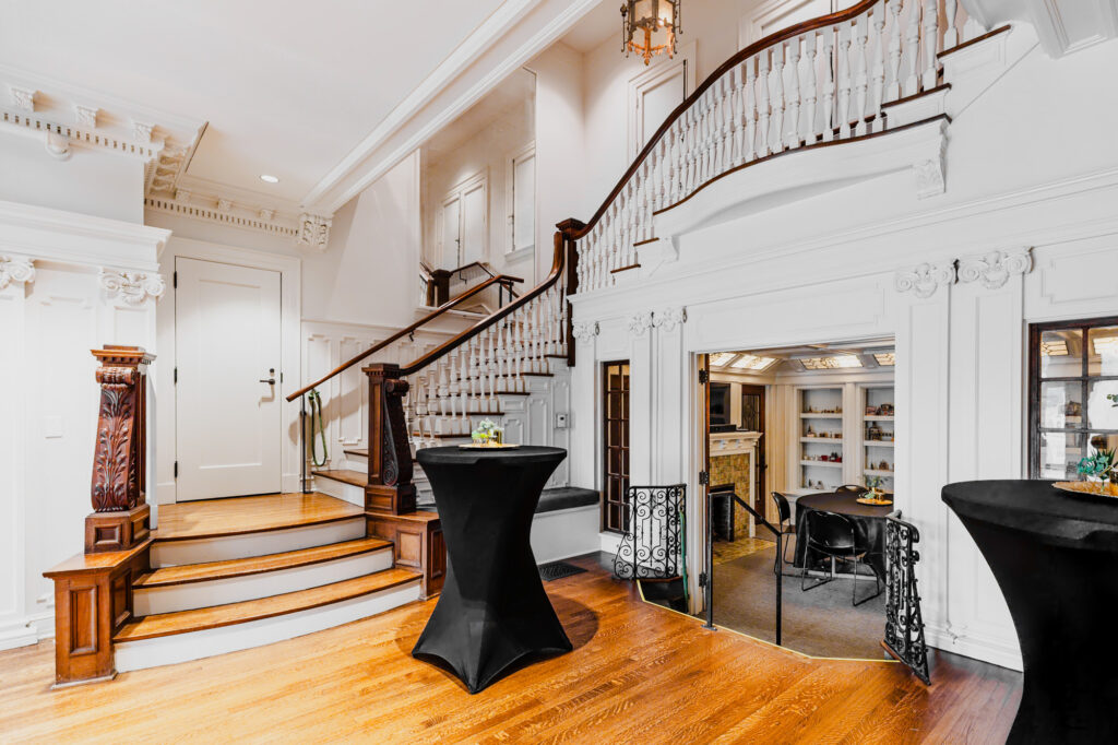 Breakfast room and staircase within the Tureman Mansion.