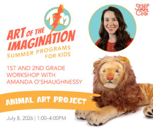 Headshot of Amanda O'Shaughnessy with a photo of a lion.