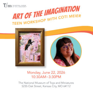 Photo of Coti Meier with her artwork.