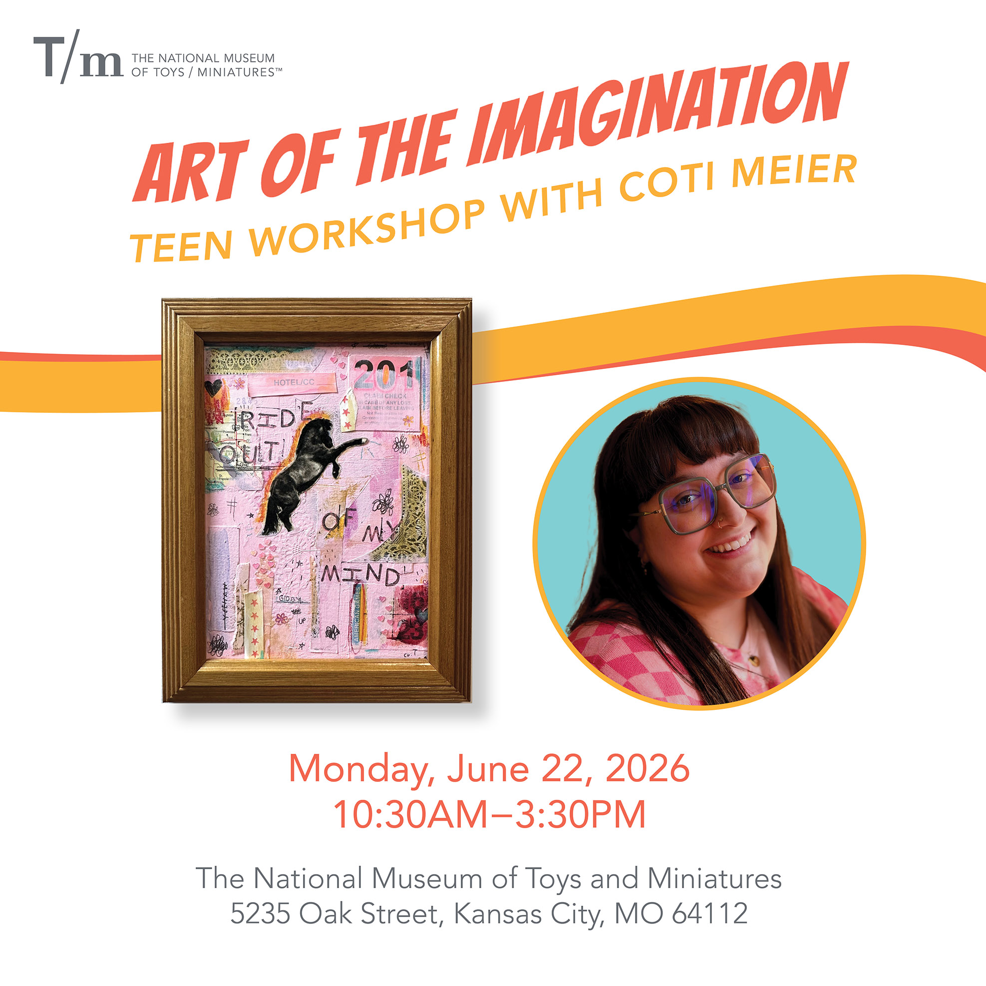 Photo of Coti Meier with her artwork.